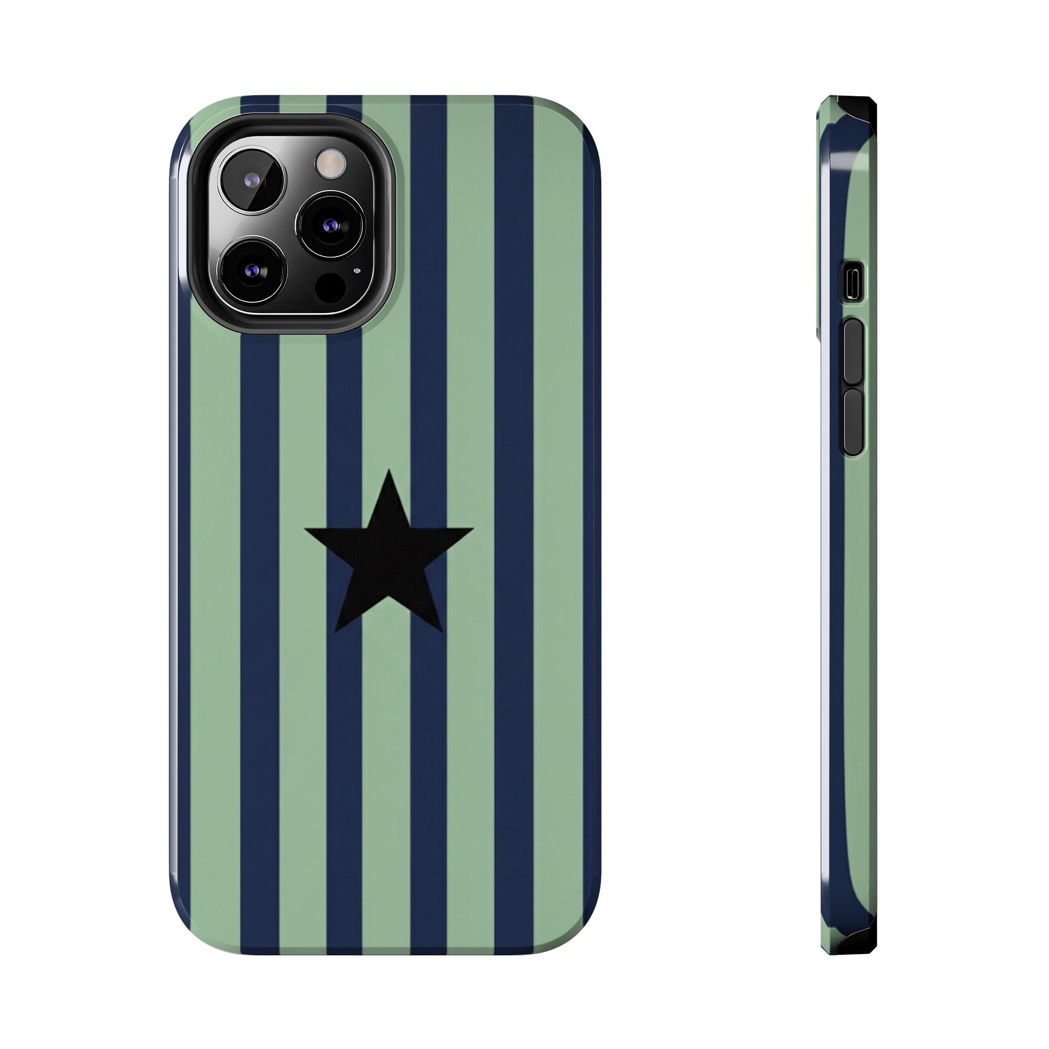 Stylish Tough Phone Cases, Durable Smartphone Covers, Trendy Tech Accessories, Unique Gifts for Teens, Striped Star Design
