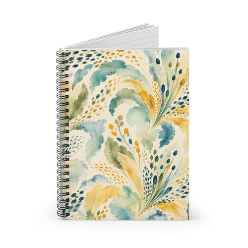 Aqua Gold Watercolor Flourish Spiral Notebook | Ruled Lined Journal