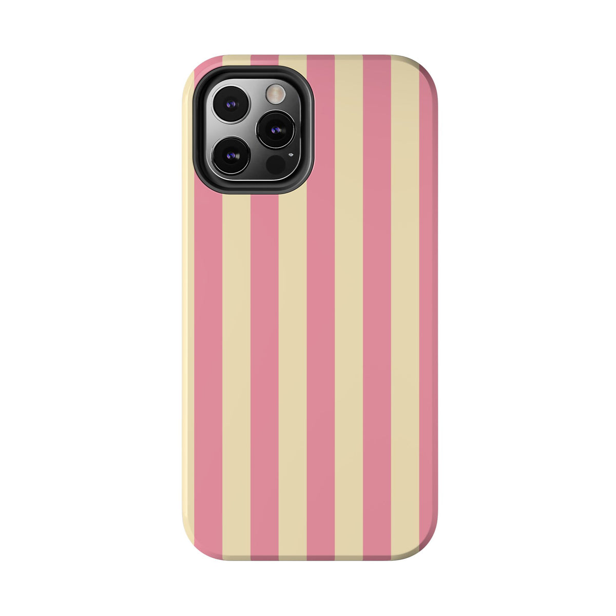 Pink Cream Vertical Candy Stripe Phone Case | Tough Phone Cases