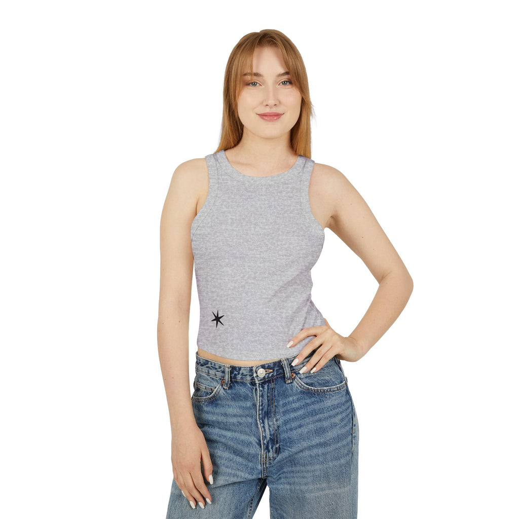 Small Starburst Minimalist Crop Tank Top | Rib Racerback