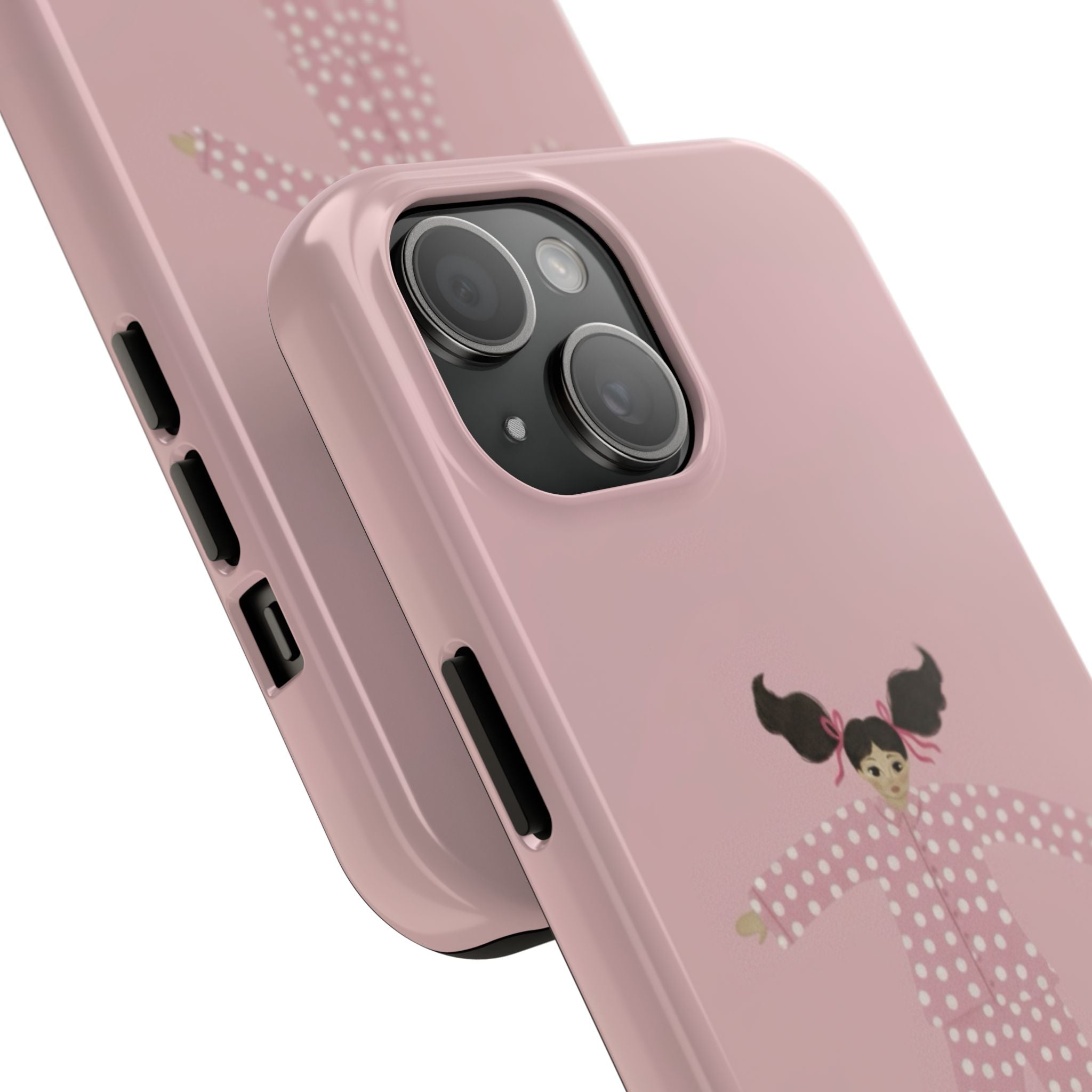 Pink Girl Drawing Tough Phone Case, Cute Protective Cover, Stylish Phone Accessories, Customizable Phone Case, Trendy Cell Phone Case
