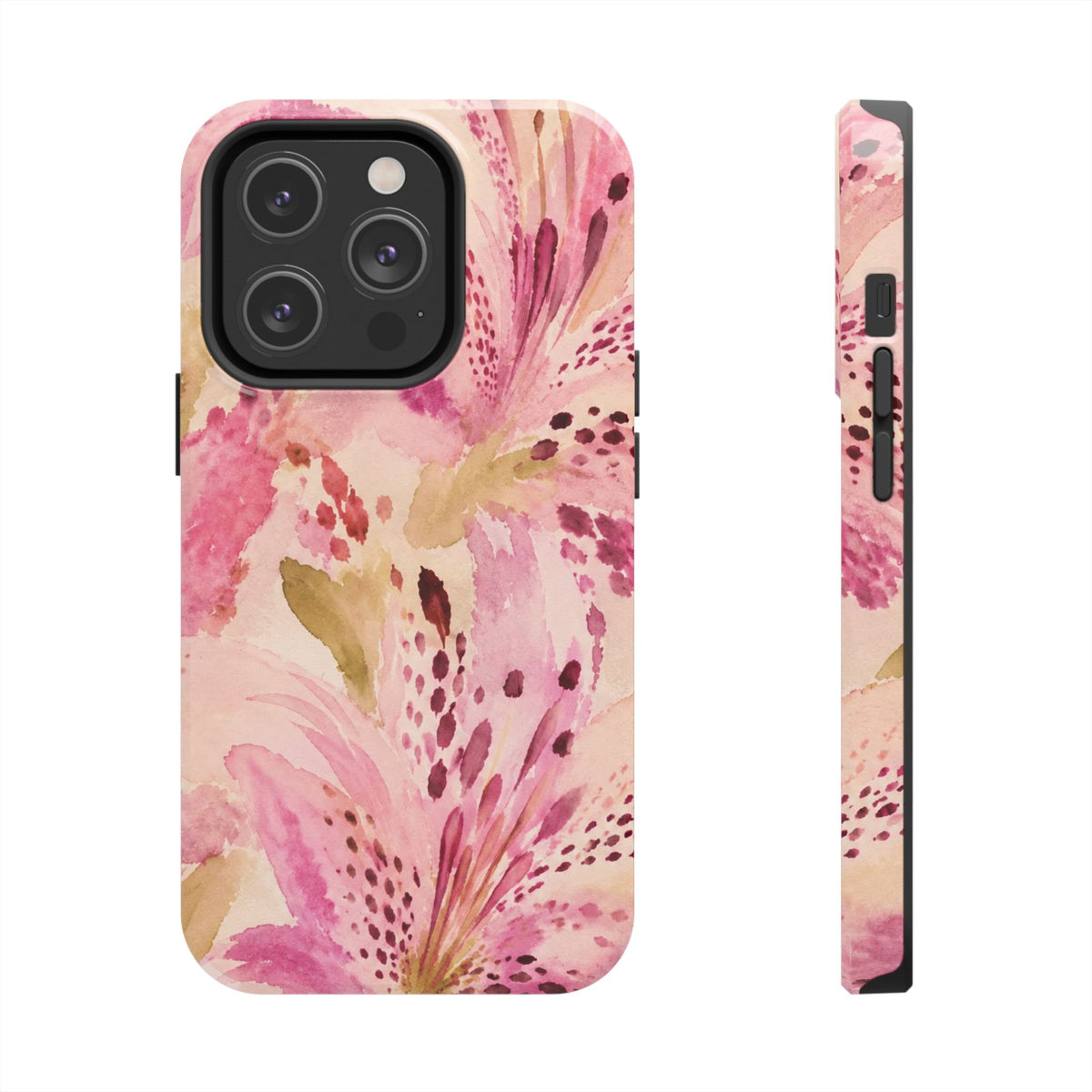 Pink Watercolor Lily Tough Phone Case | Floral Phone Case