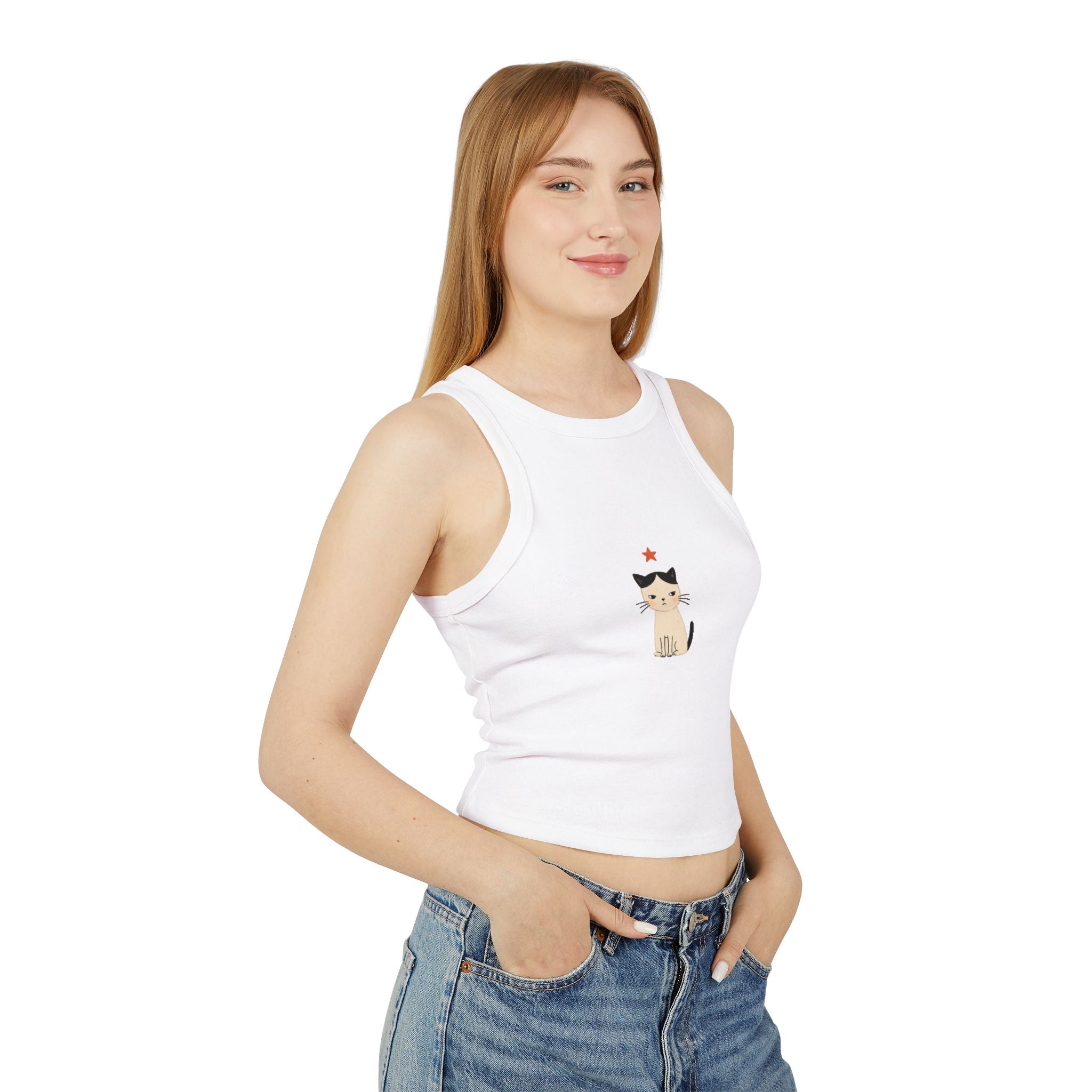 Siamese Cat with Star tank top | Racerback Crop Top, Cute Kitten Illustration