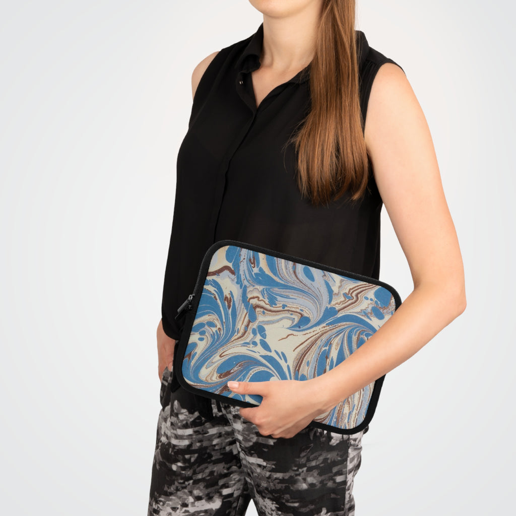Blue Brown Marble Swirl Laptop Sleeve
