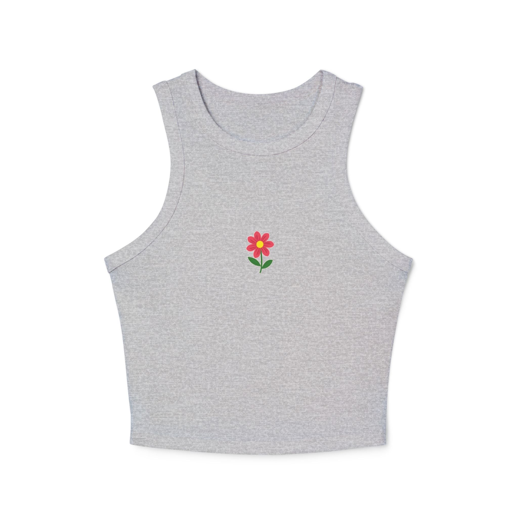 Pink Daisy Flower Crop Tank Top | Small Floral Graphic
