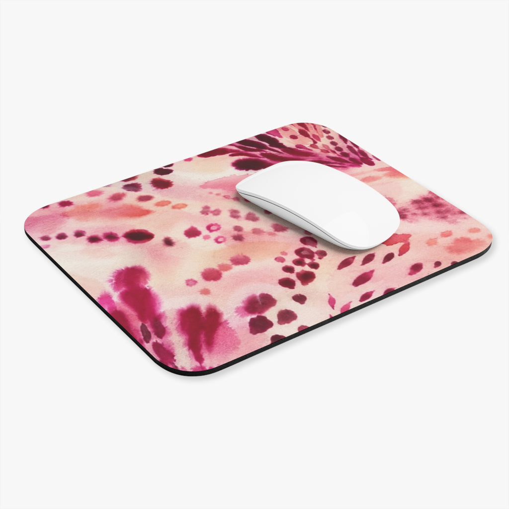 Pink Watercolor Abstract Mouse Pad | Floral Ink Spot Desk Mat