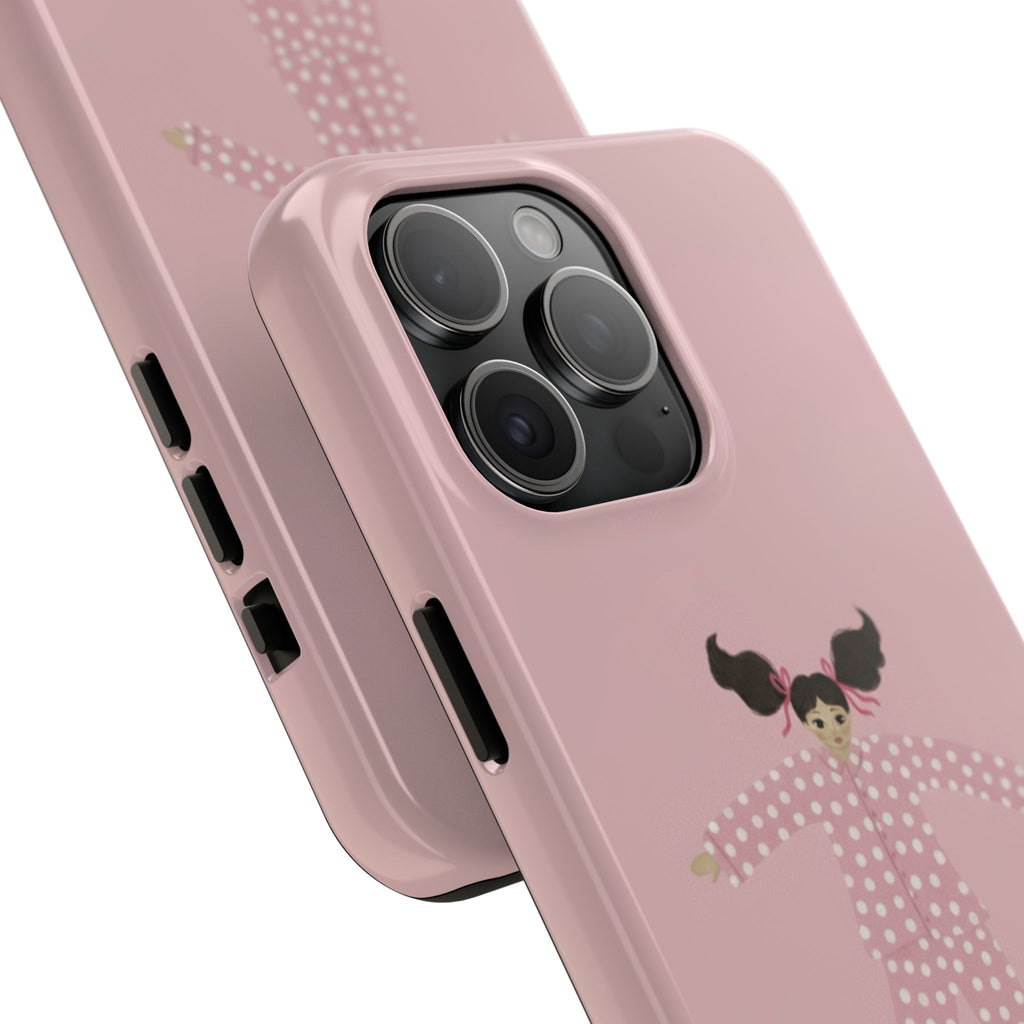 Pink Girl Drawing Tough Phone Case, Cute Protective Cover, Stylish Phone Accessories, Customizable Phone Case, Trendy Cell Phone Case