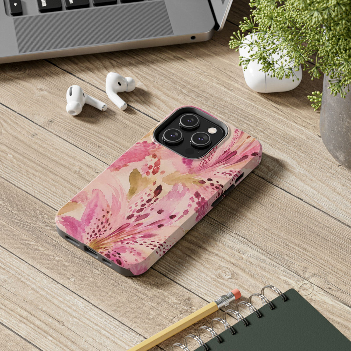 Pink Watercolor Lily Tough Phone Case | Floral Phone Case