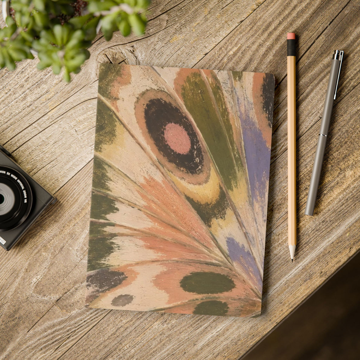 Abstract Marbled Feather Pattern Journal 5.75x8 Softcover Notebook | Pocket Sketchbook