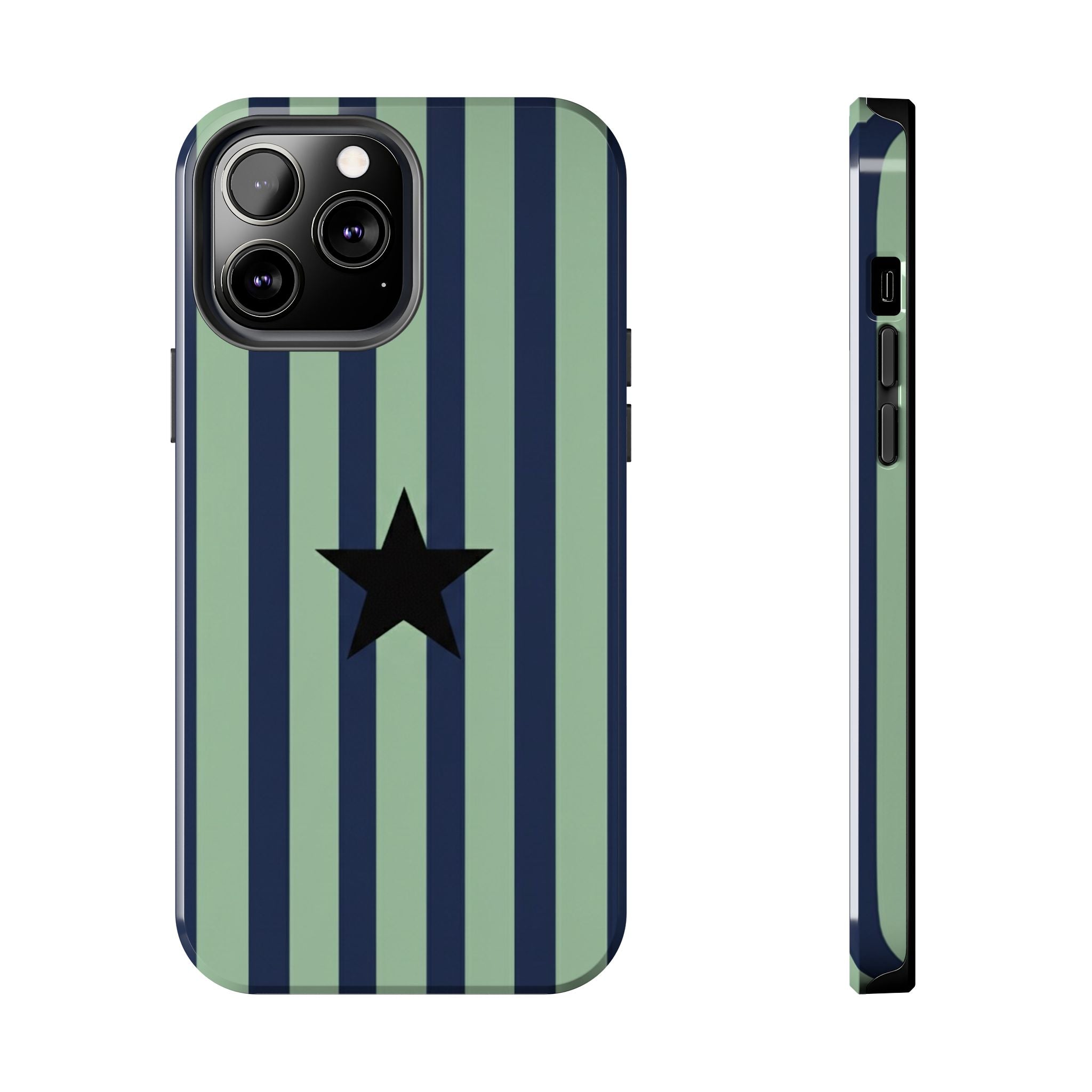Stylish Tough Phone Cases, Durable Smartphone Covers, Trendy Tech Accessories, Unique Gifts for Teens, Striped Star Design