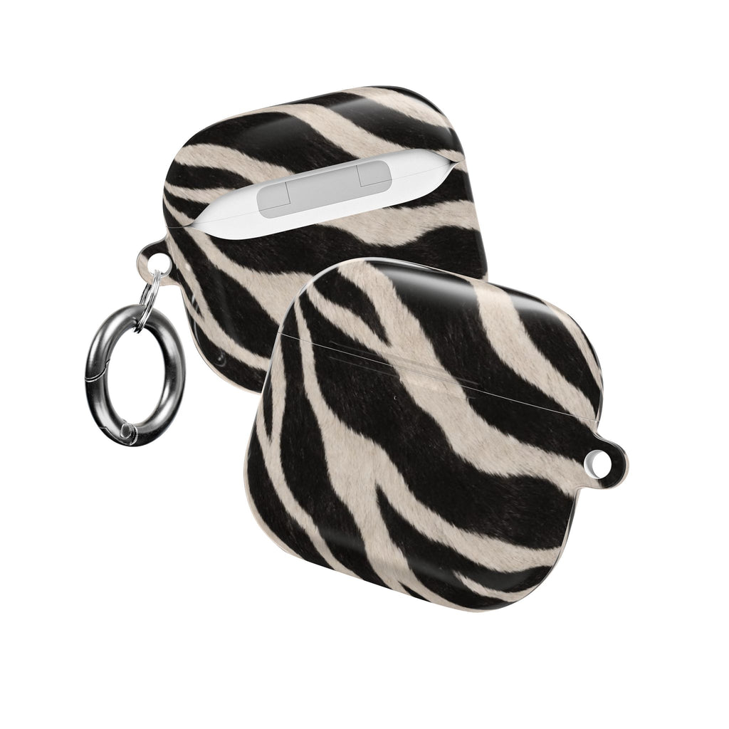 Zebra Print AirPod Case | Black White Stripes, Faux Fur Pattern