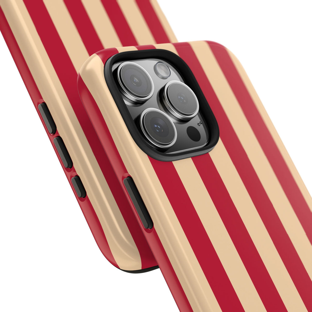 Retro Red & Cream Stripe Phone Case — Tough Protective Cover