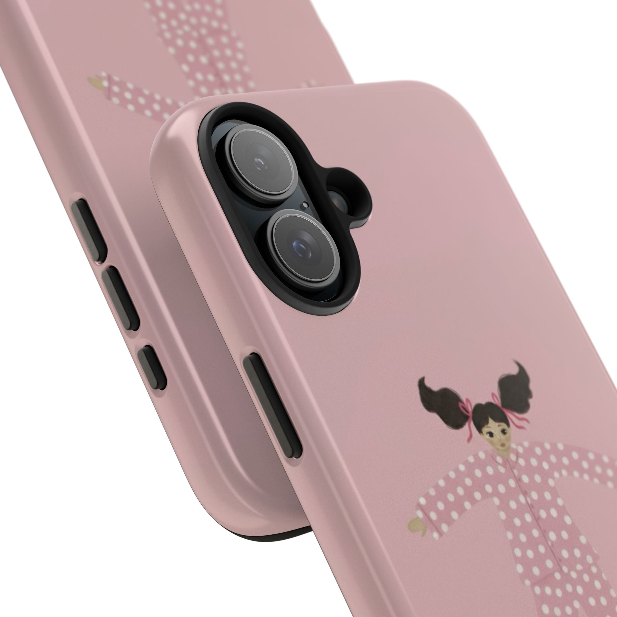 Pink Girl Drawing Tough Phone Case, Cute Protective Cover, Stylish Phone Accessories, Customizable Phone Case, Trendy Cell Phone Case