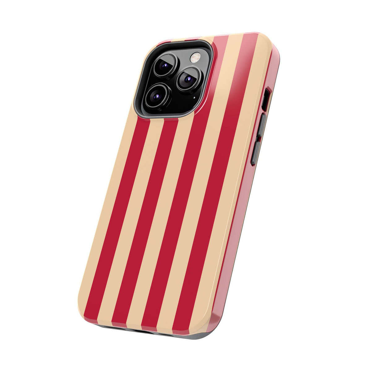 Retro Red & Cream Stripe Phone Case — Tough Protective Cover