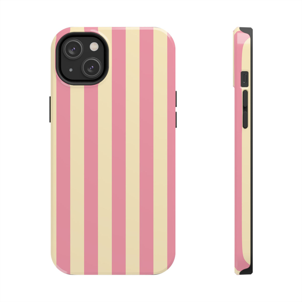 Pink Cream Vertical Candy Stripe Phone Case | Tough Phone Cases