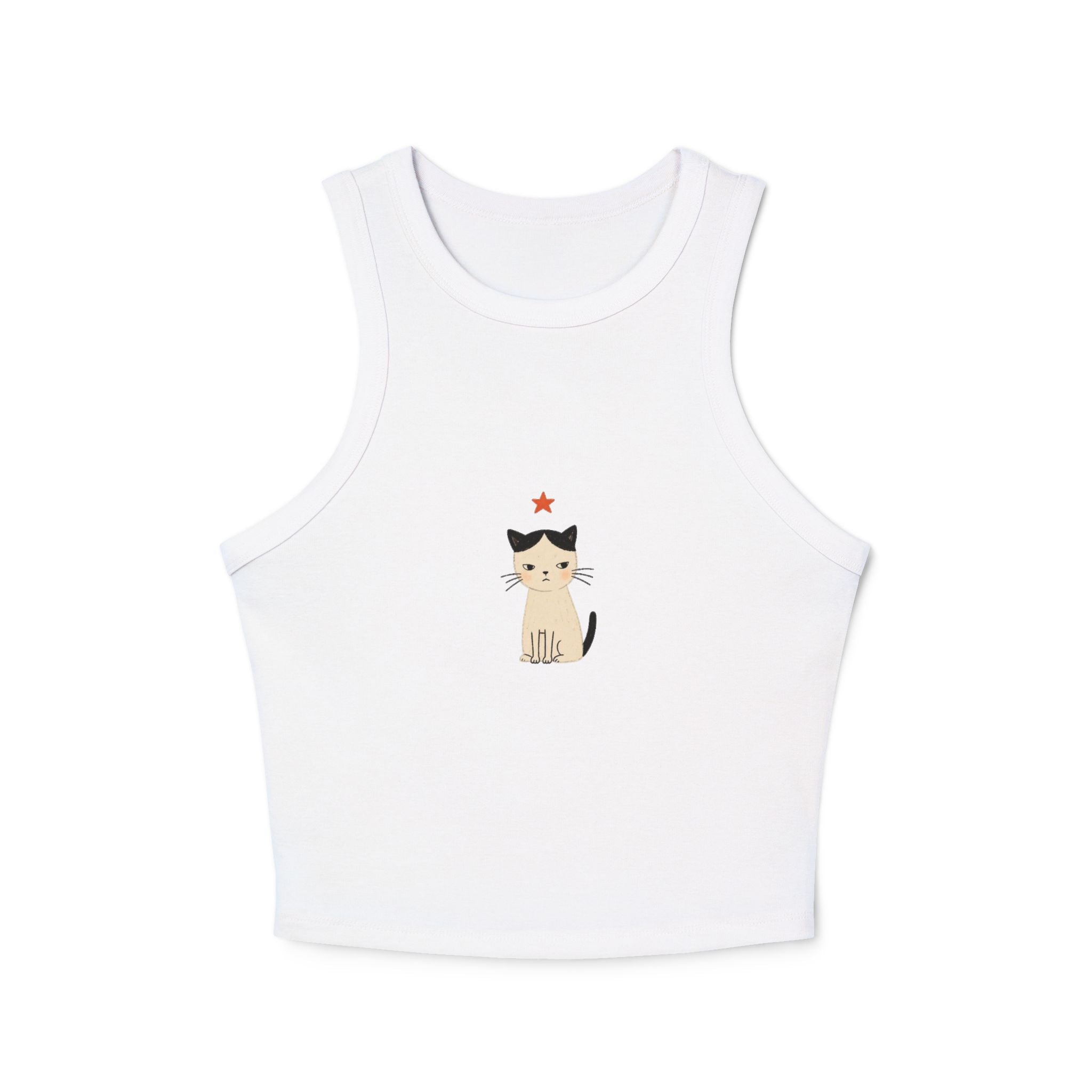 Siamese Cat with Star tank top | Racerback Crop Top, Cute Kitten Illustration