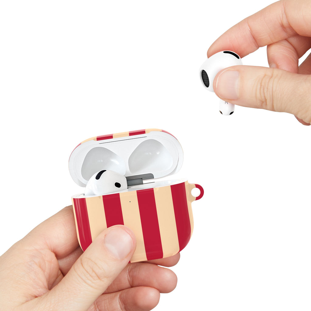 Red and Cream Stripe AirPod Case