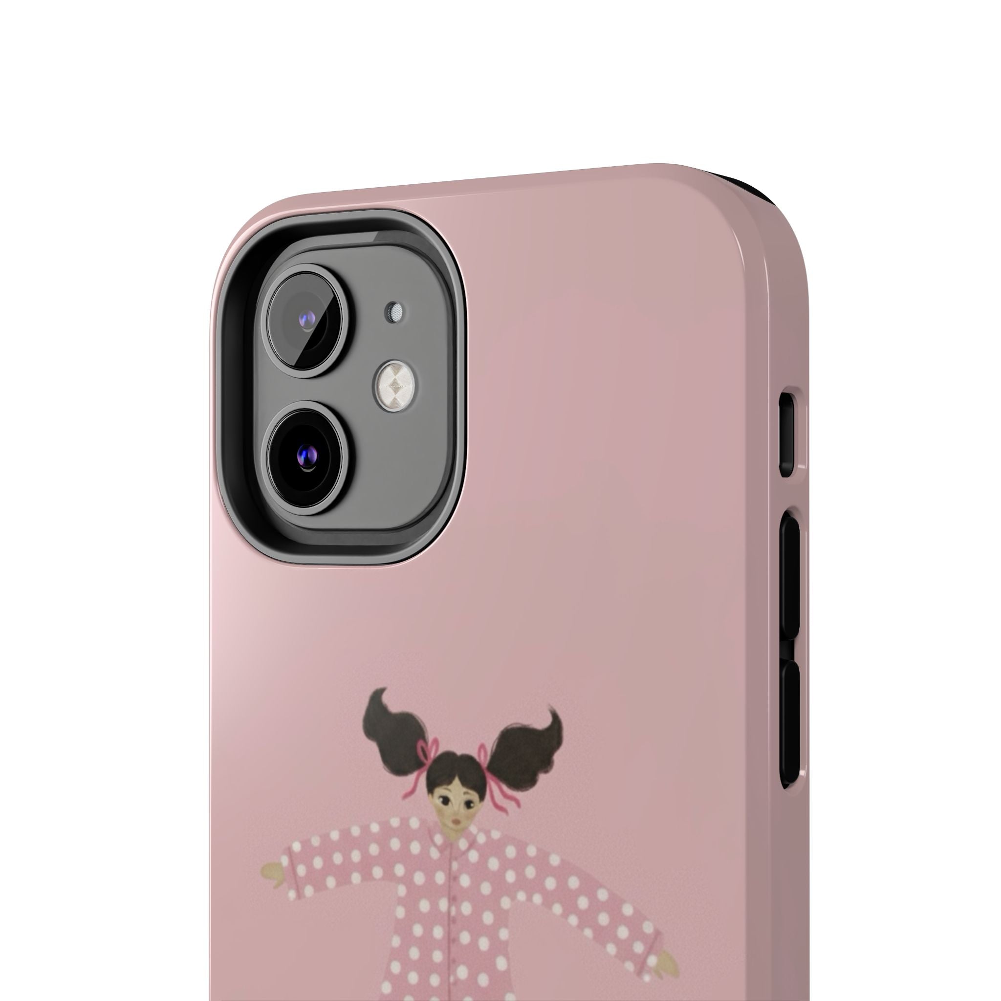 Pink Girl Drawing Tough Phone Case, Cute Protective Cover, Stylish Phone Accessories, Customizable Phone Case, Trendy Cell Phone Case