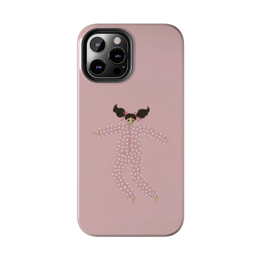 Pink Girl Drawing Tough Phone Case, Cute Protective Cover, Stylish Phone Accessories, Customizable Phone Case, Trendy Cell Phone Case