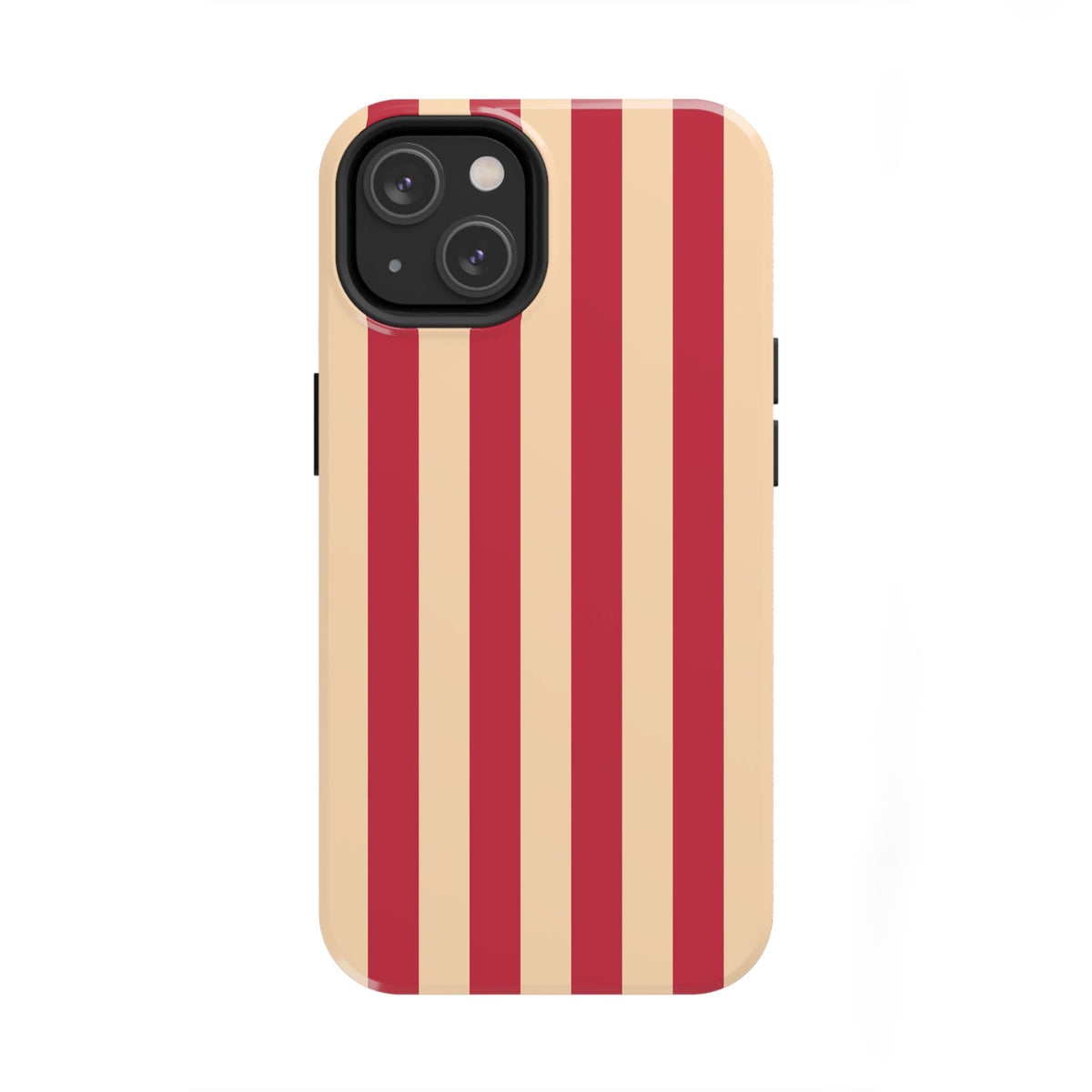 Retro Red & Cream Stripe Phone Case — Tough Protective Cover