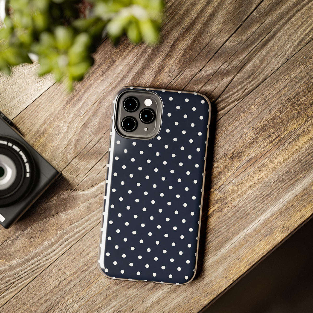 Navy Polka Dot Phone Case
