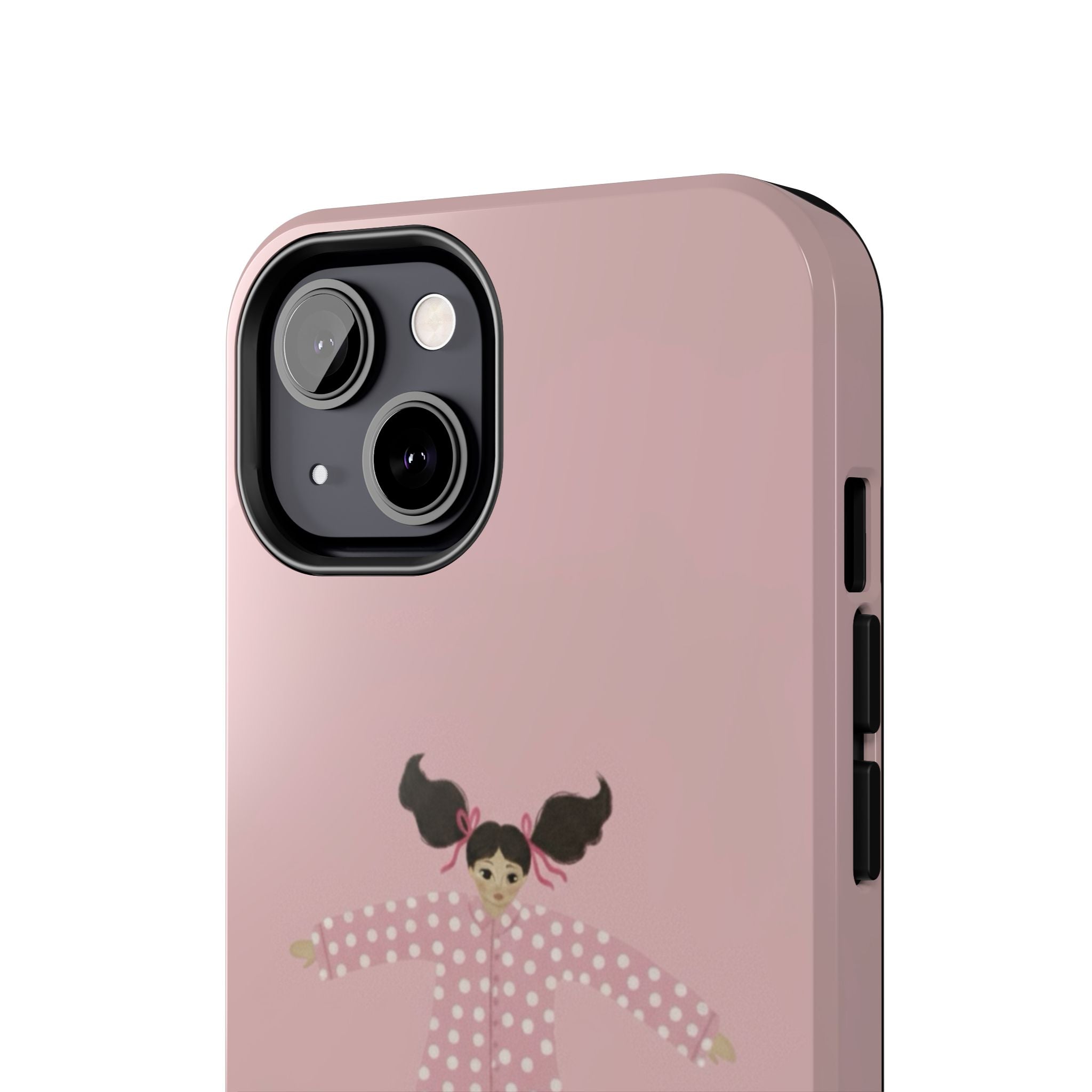 Pink Girl Drawing Tough Phone Case, Cute Protective Cover, Stylish Phone Accessories, Customizable Phone Case, Trendy Cell Phone Case