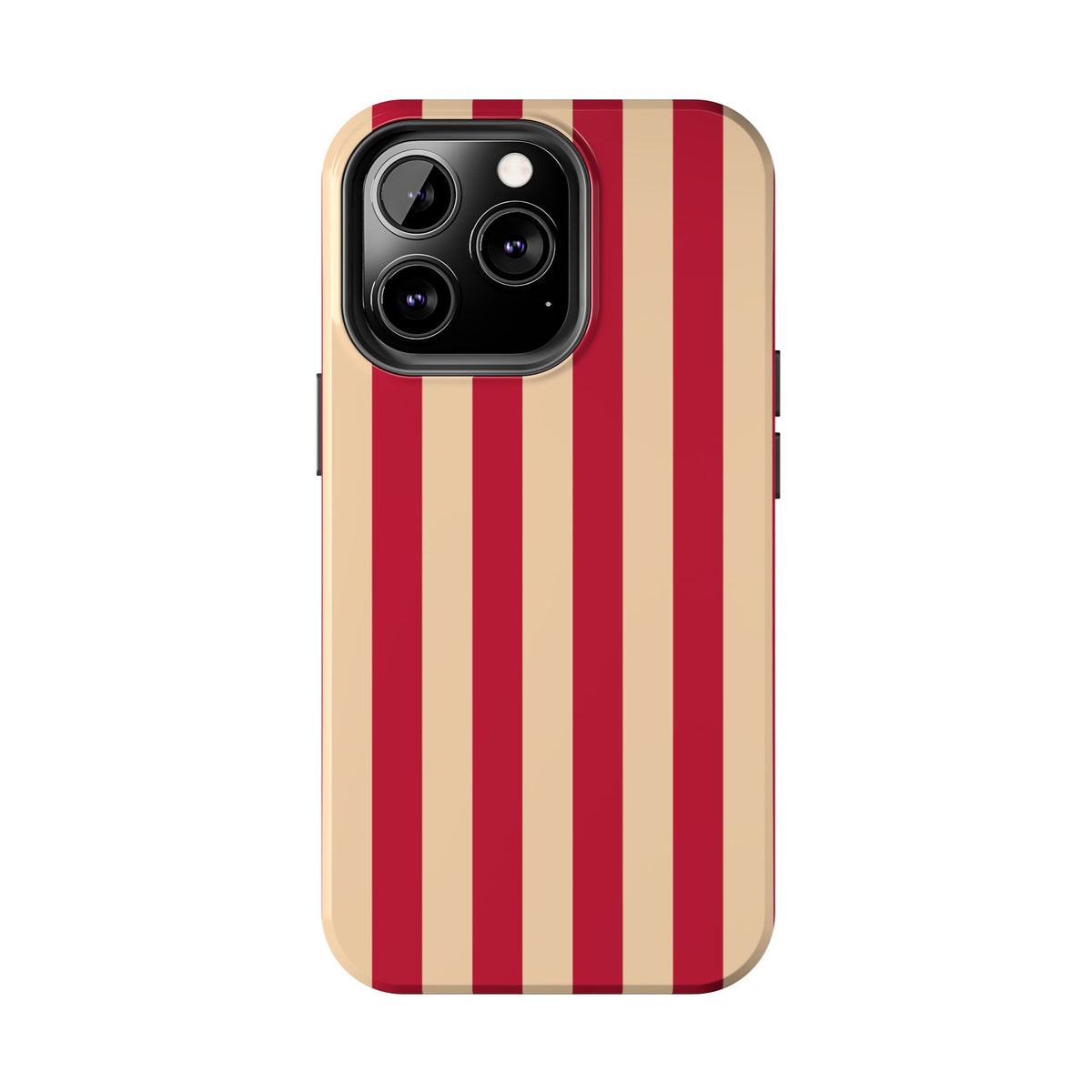 Retro Red & Cream Stripe Phone Case — Tough Protective Cover