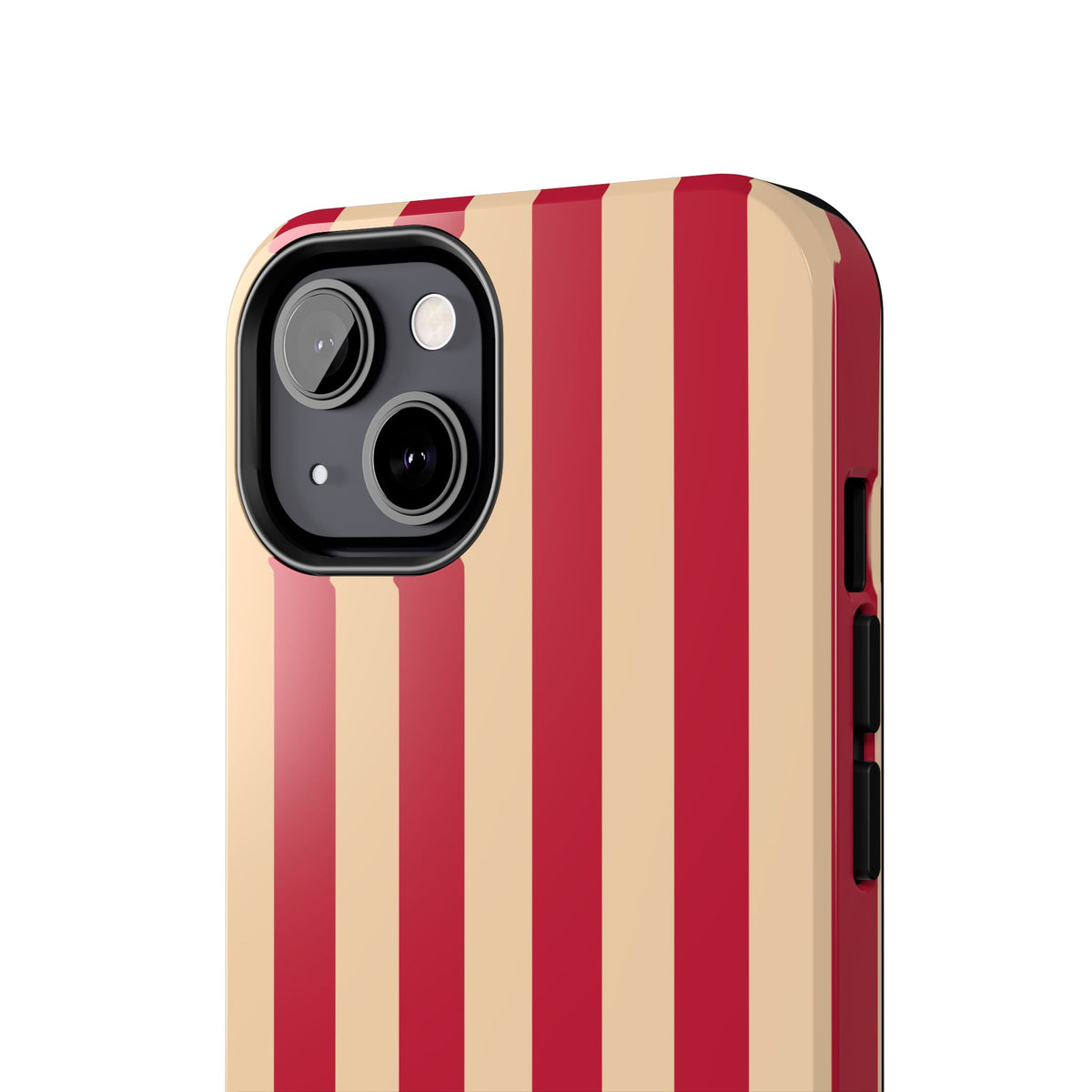 Retro Red & Cream Stripe Phone Case — Tough Protective Cover