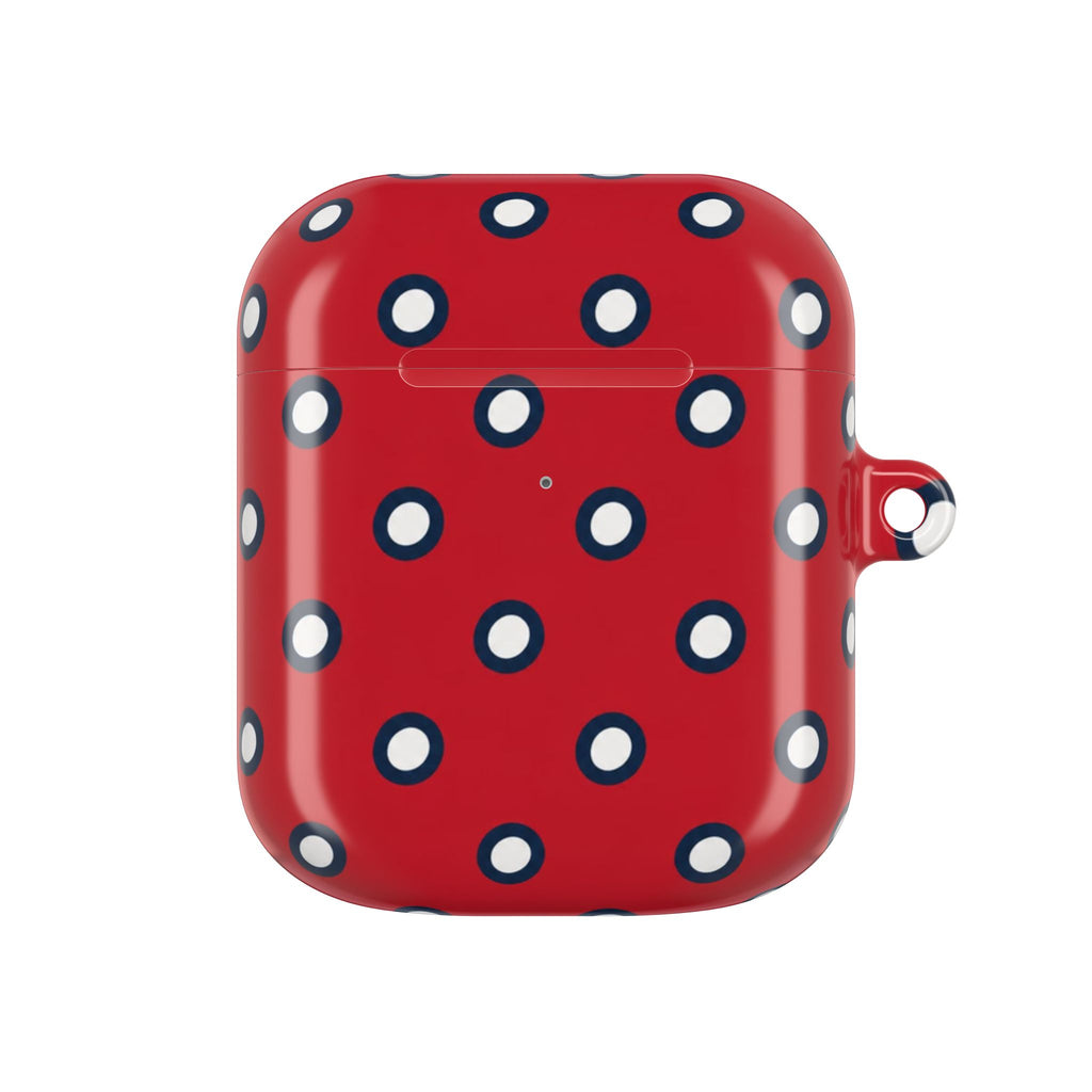 Navy Polka Dot Red AirPod Case