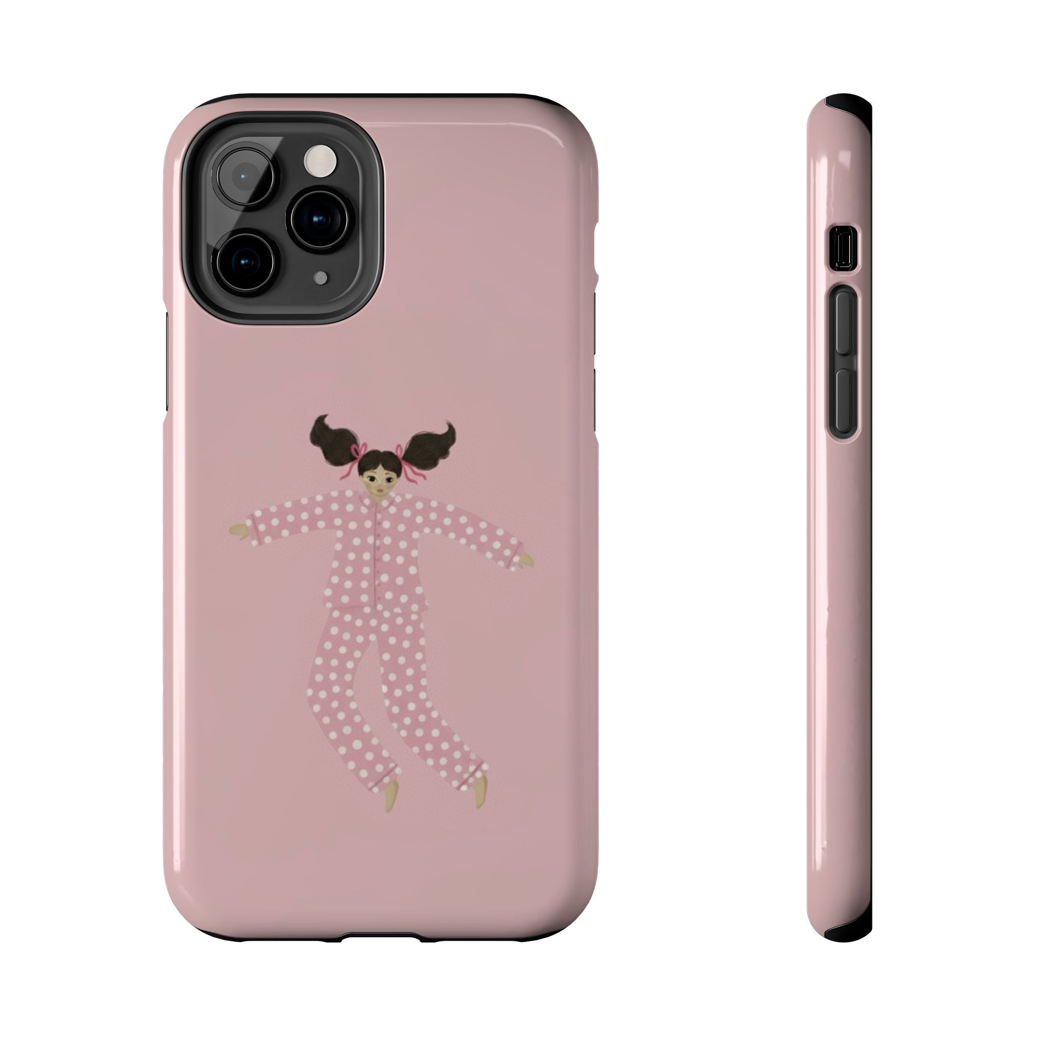 Pink Girl Drawing Tough Phone Case, Cute Protective Cover, Stylish Phone Accessories, Customizable Phone Case, Trendy Cell Phone Case