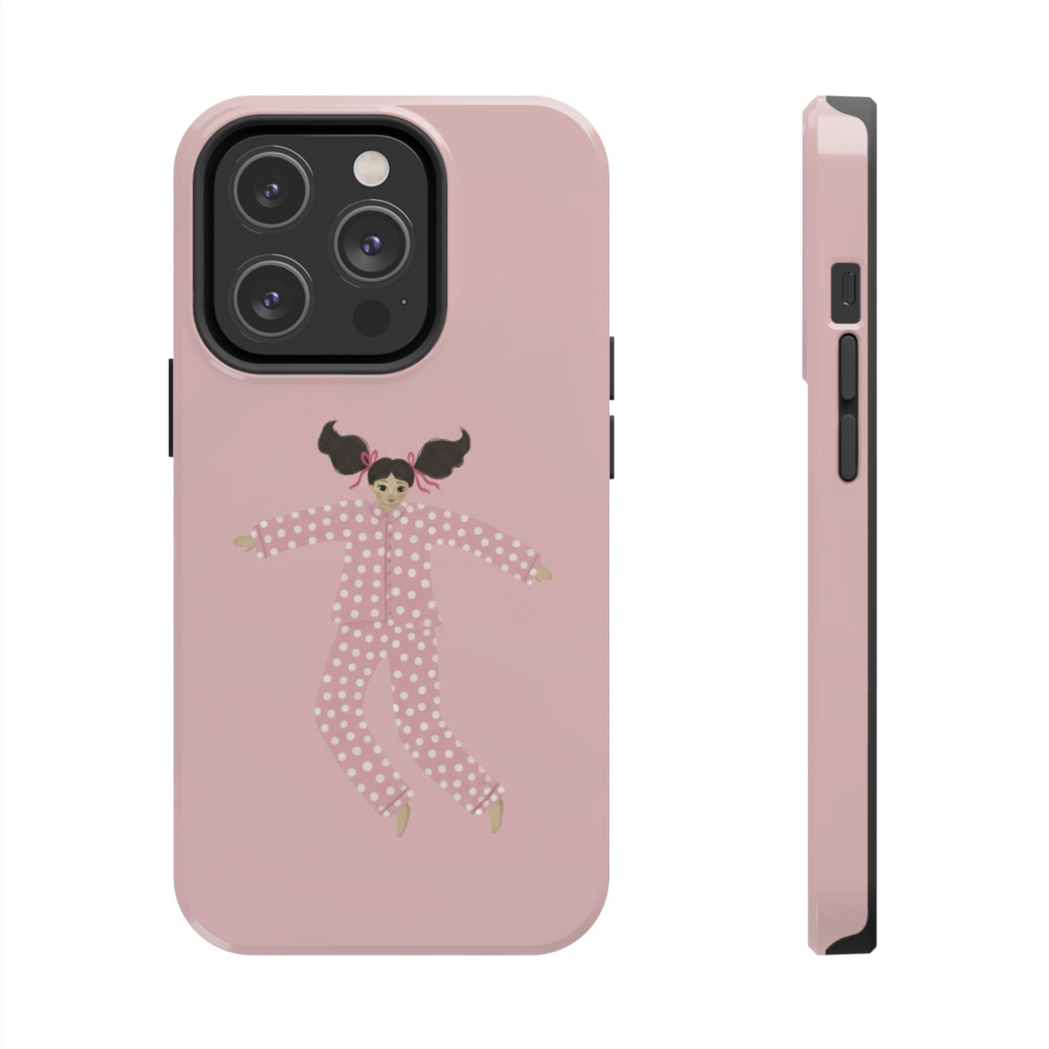 Pink Girl Drawing Tough Phone Case, Cute Protective Cover, Stylish Phone Accessories, Customizable Phone Case, Trendy Cell Phone Case