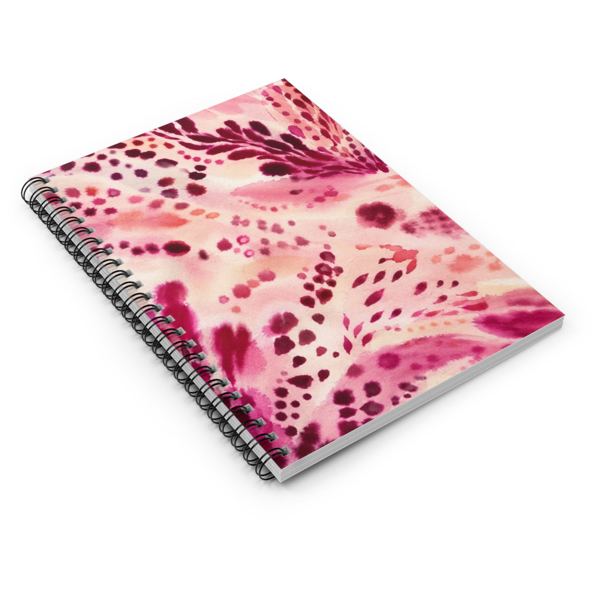 Pink Watercolor Floral Pattern Spiral Notebook ruled notebook | School notebook