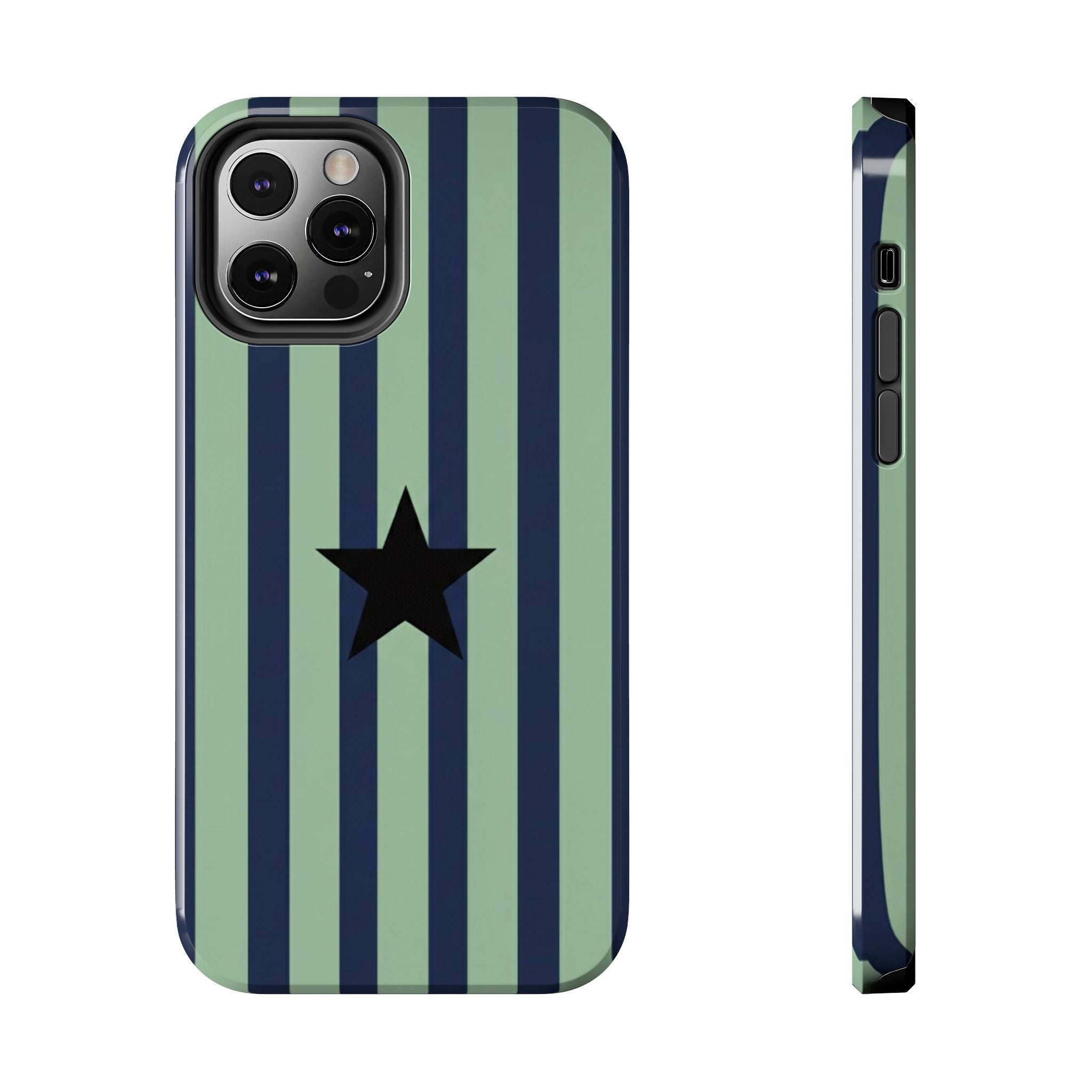 Stylish Tough Phone Cases, Durable Smartphone Covers, Trendy Tech Accessories, Unique Gifts for Teens, Striped Star Design