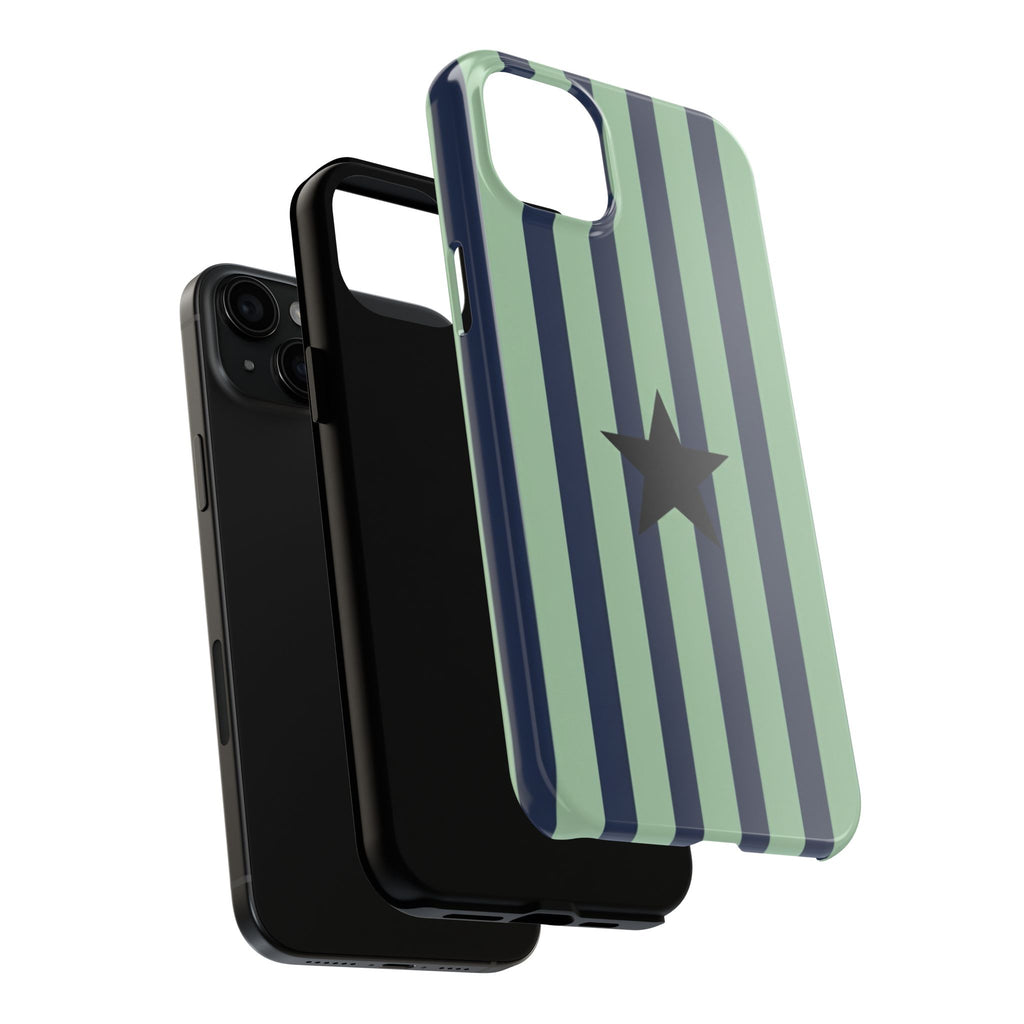 Stylish Tough Phone Cases, Durable Smartphone Covers, Trendy Tech Accessories, Unique Gifts for Teens, Striped Star Design