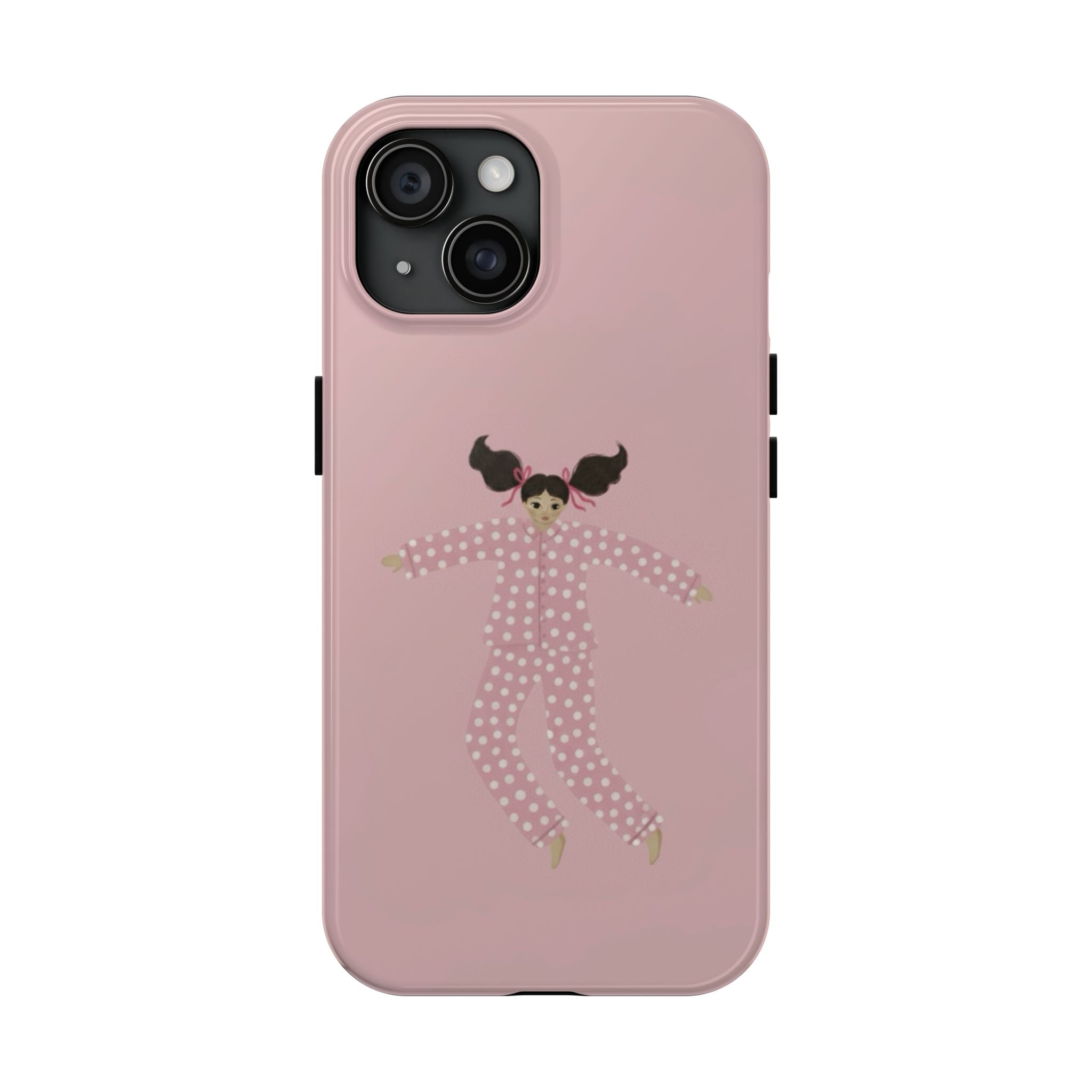 Pink Girl Drawing Tough Phone Case, Cute Protective Cover, Stylish Phone Accessories, Customizable Phone Case, Trendy Cell Phone Case