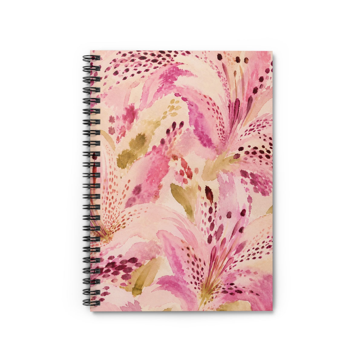 Pink Watercolor Floral Spiral Notebook | Ruled Journal