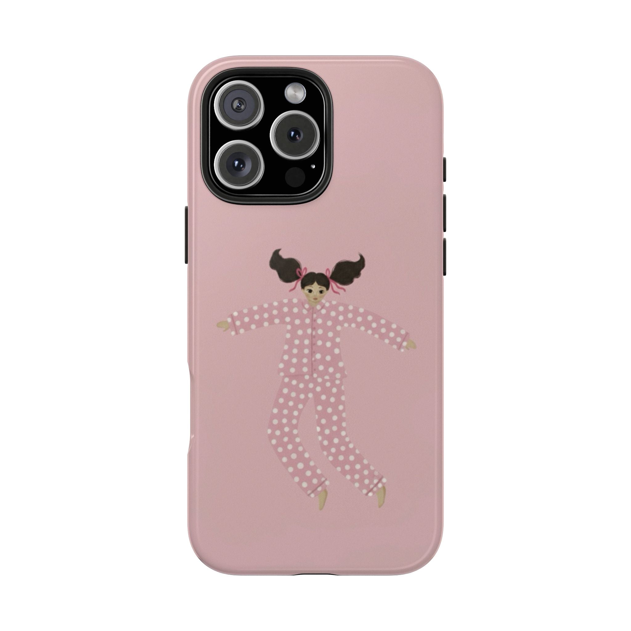 Pink Girl Drawing Tough Phone Case, Cute Protective Cover, Stylish Phone Accessories, Customizable Phone Case, Trendy Cell Phone Case