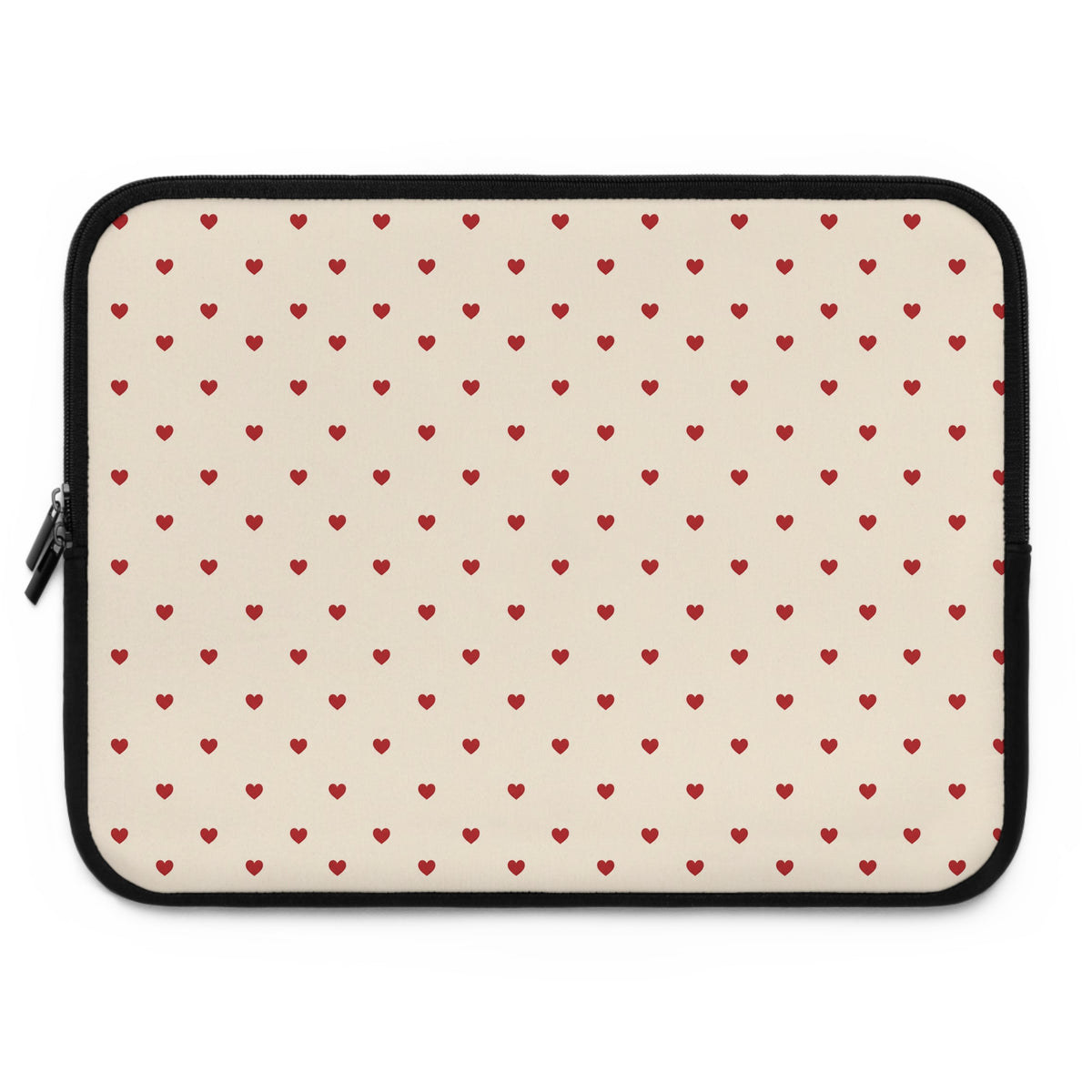 Tiny Red Hearts Laptop Sleeve | Minimal Polka Dot Pattern