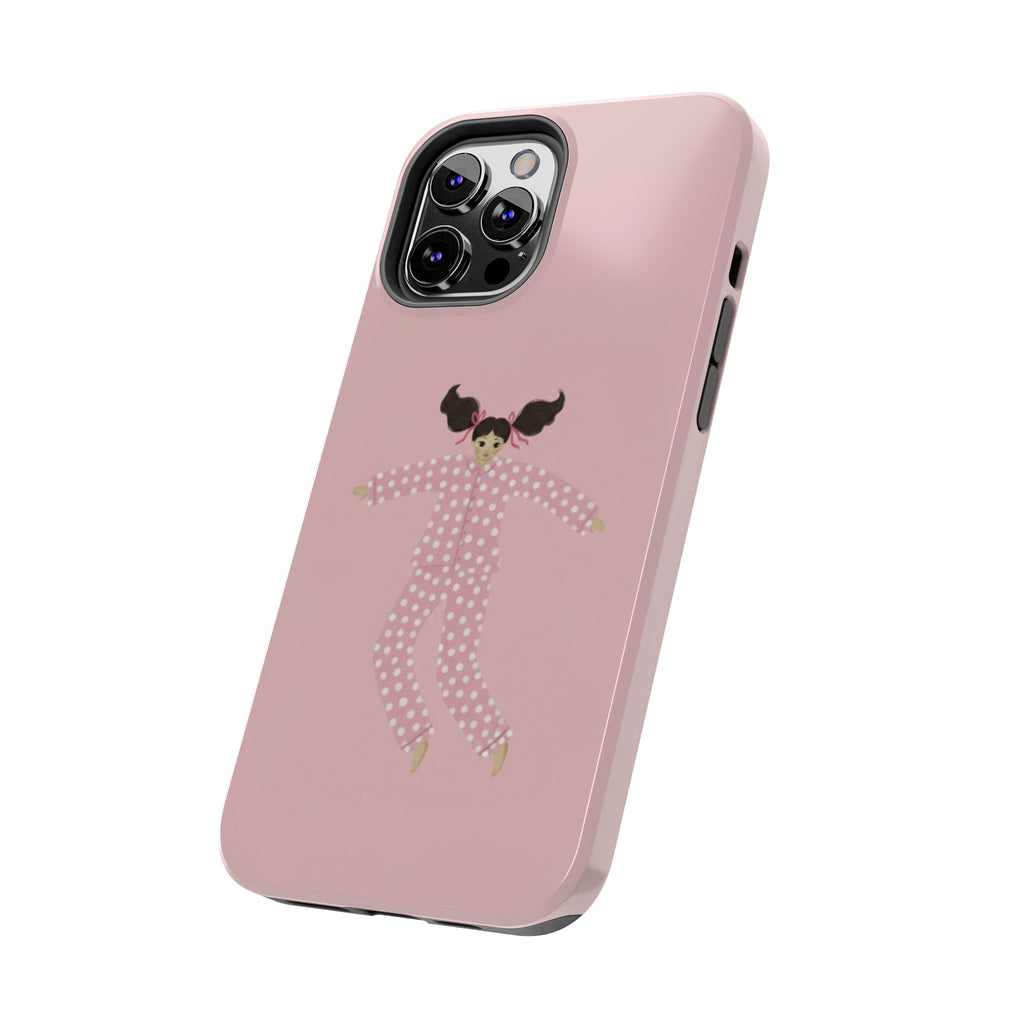 Pink Girl Drawing Tough Phone Case, Cute Protective Cover, Stylish Phone Accessories, Customizable Phone Case, Trendy Cell Phone Case