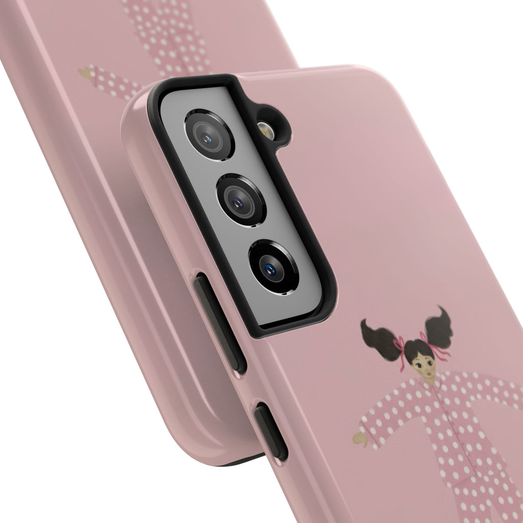 Pink Girl Drawing Tough Phone Case, Cute Protective Cover, Stylish Phone Accessories, Customizable Phone Case, Trendy Cell Phone Case