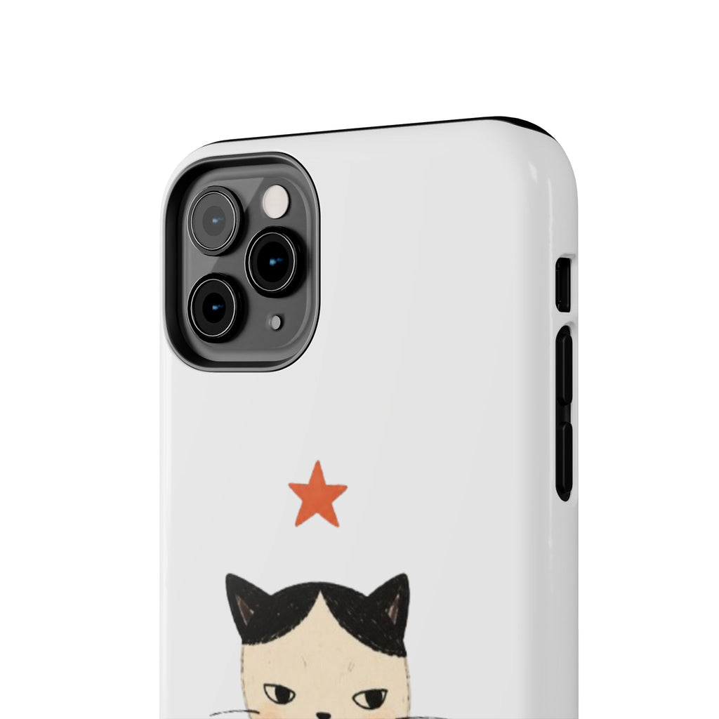 Grumpy Cat Illustration Phone Case | Cute Cat with Star Tough Case