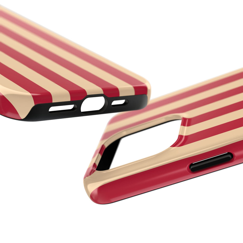 Retro Red & Cream Stripe Phone Case — Tough Protective Cover