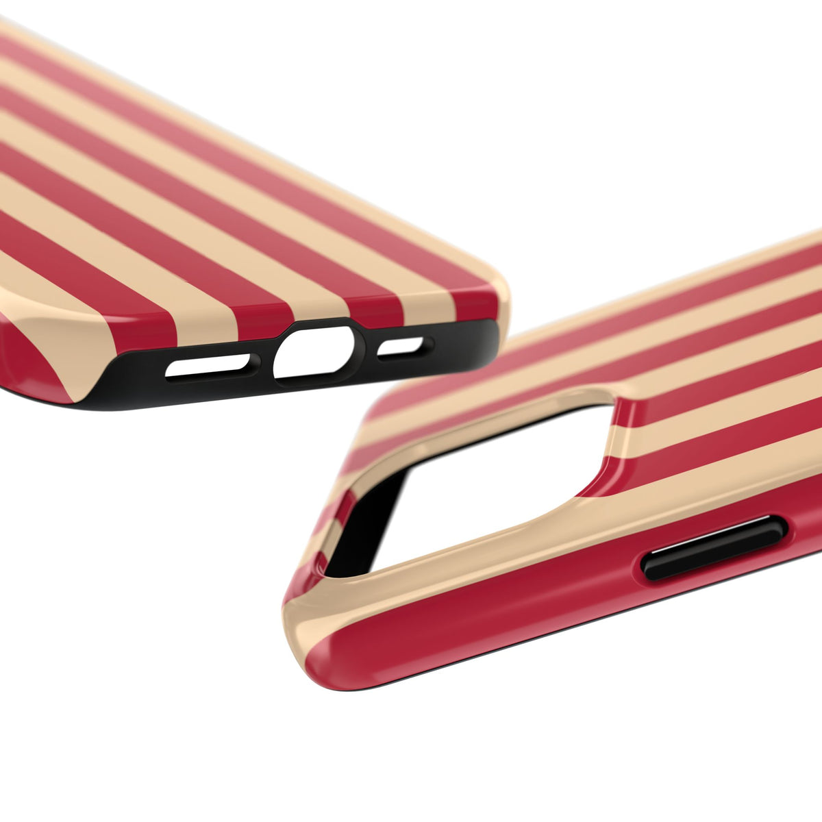 Retro Red & Cream Stripe Phone Case — Tough Protective Cover