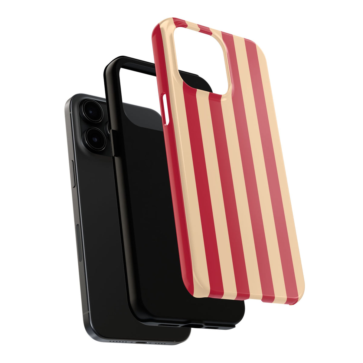 Retro Red & Cream Stripe Phone Case — Tough Protective Cover