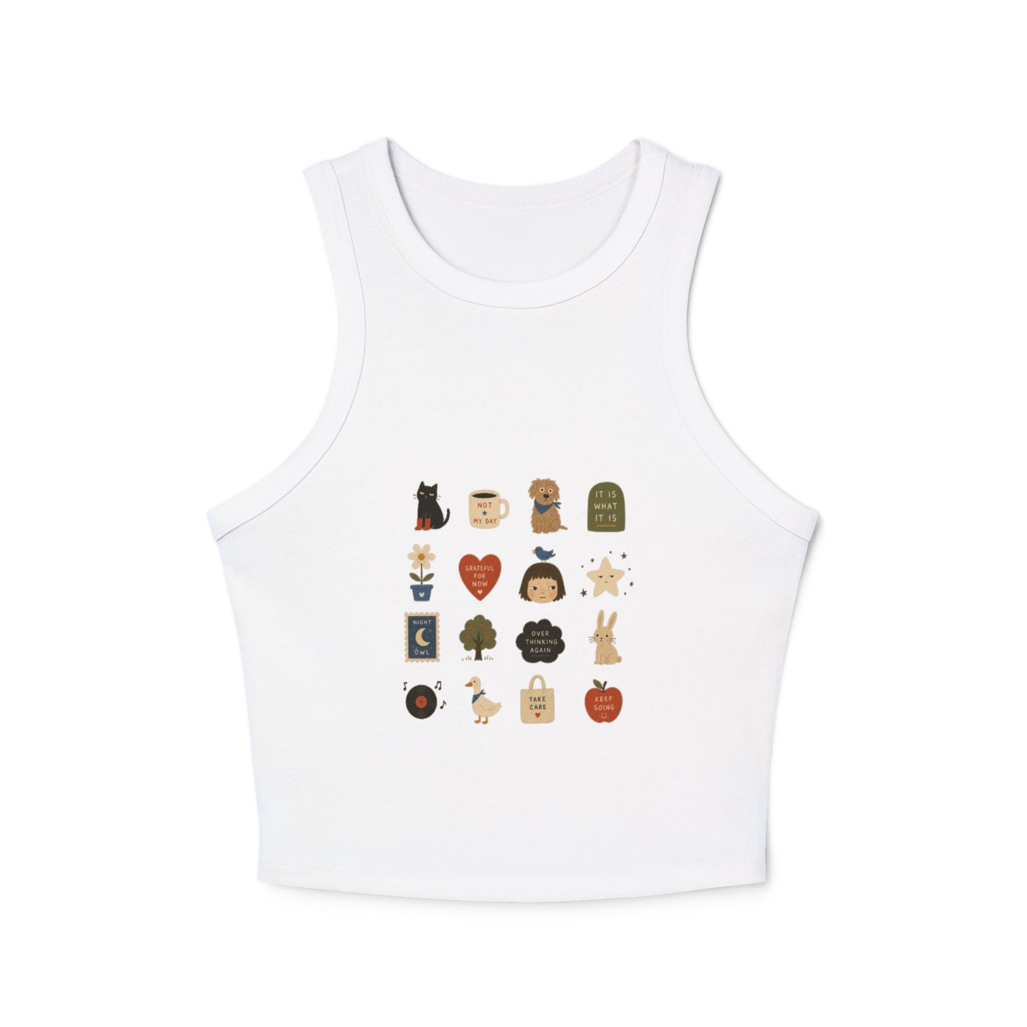 Cozy Autumn Icons tank top | fall stickers, pumpkin, coffee, sweater weather