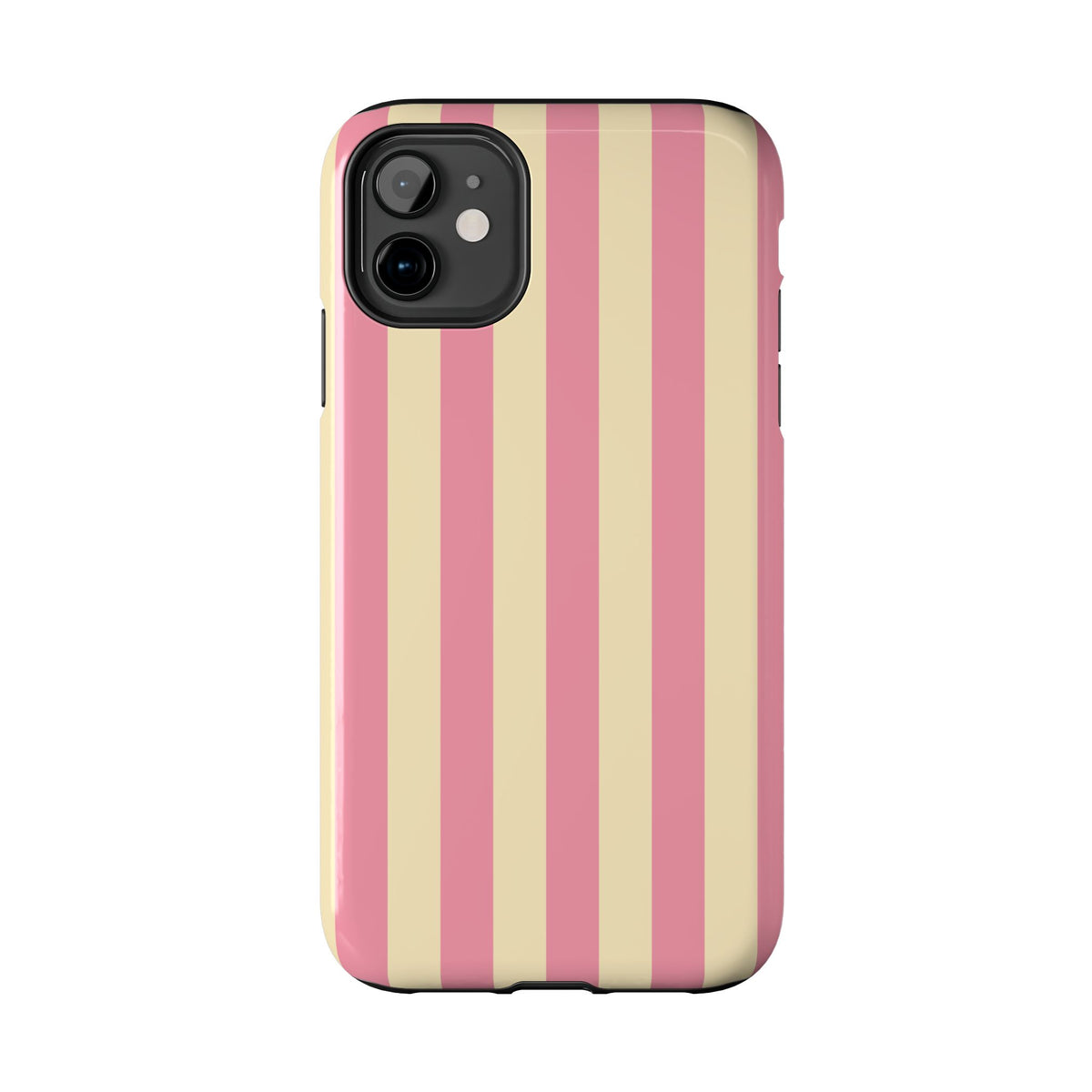 Pink Cream Vertical Candy Stripe Phone Case | Tough Phone Cases
