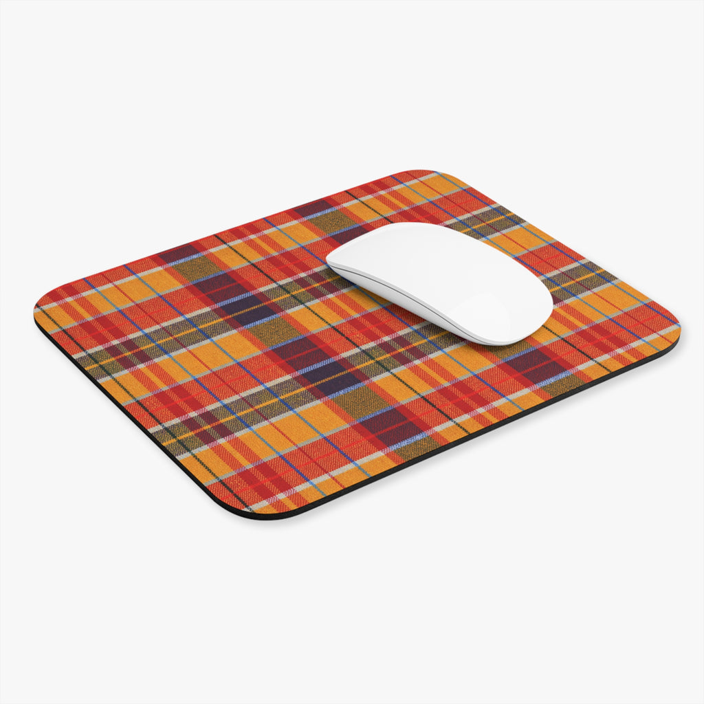 Autumn Plaid Mouse Pad | Orange Yellow Tartan Desk Mat