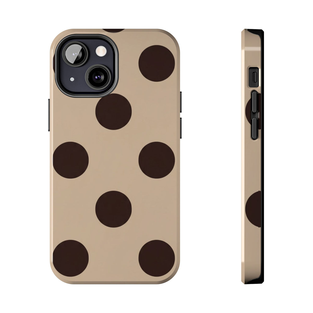 Chocolate Polka Dot Tough Phone Case — Beige Protective Phone Cover