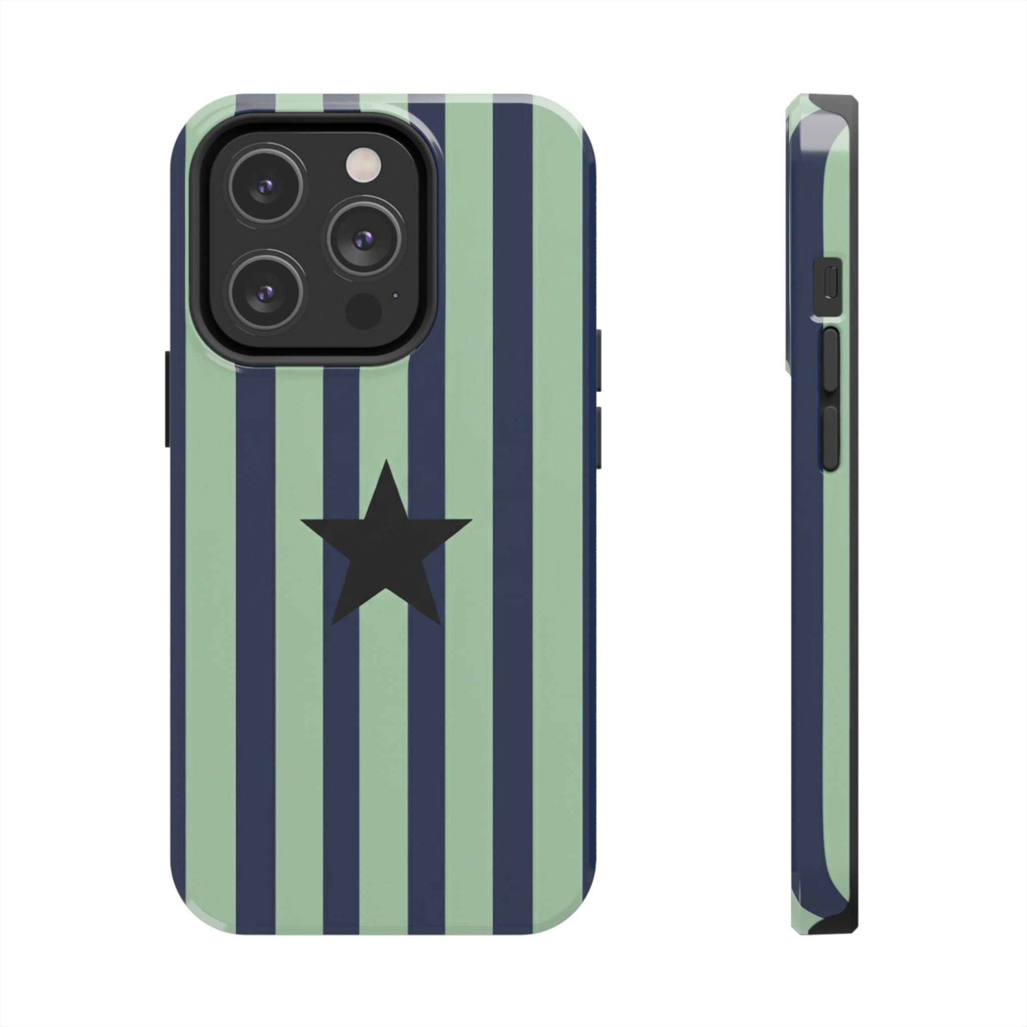 Stylish Tough Phone Cases, Durable Smartphone Covers, Trendy Tech Accessories, Unique Gifts for Teens, Striped Star Design