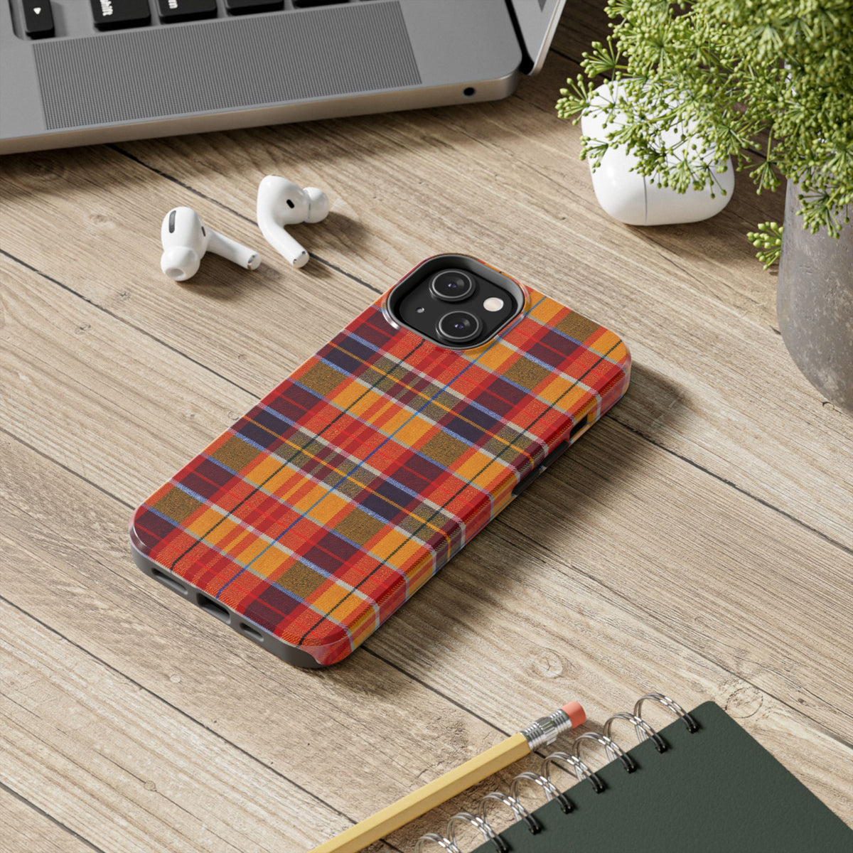 Autumn Plaid Tough Phone Case | Orange Red Yellow Plaid